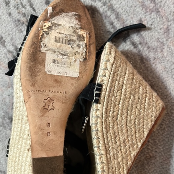 Loeffler Randall Gabby Suede Ruffle Wedge Espadrille Size 8 Black - Picture 9 of 9